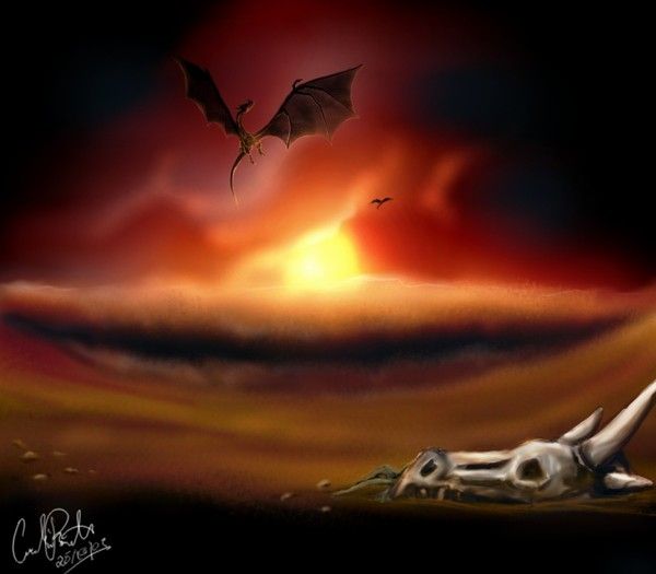 dragon fuyant une tempête améliorée!